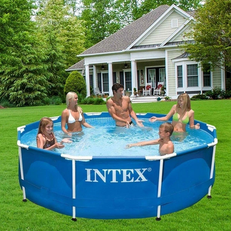 Каркасный бассейн Intex, круглый 366×76см, объем 6503л, синяя наружная облицовка, внутренняя – «мозаика-сот» - изображение 5