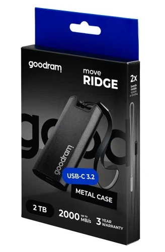 Внешний накопитель SSD, 2Tb, Goodram Move Ridge, Black (SSDR-GMRE-02T-K0) - Фото 6 Внешний накопитель SSD, 2Tb, Goodram Move Ridge, Black (SSDR-GMRE-02T-K0) - изображение 6