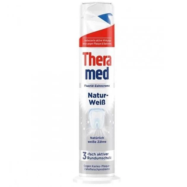 Зубна паста Theramed Natur-Weis Відбілююча з дозатором 100 мл - Фото 1 Зубна паста Theramed Natur-Weis Відбілююча з дозатором 100 мл - изображение 1