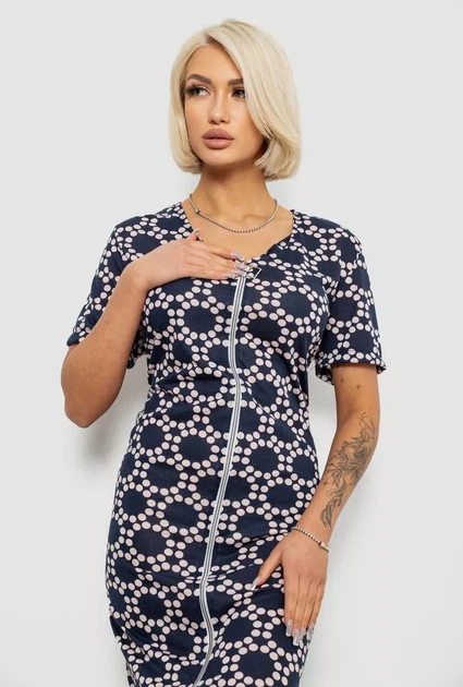 Халат жіночий на блискавці, колір синій, 257R1030-3 розмір 2XL - 3XL - Фото 1 Халат жіночий на блискавці, колір синій, 257R1030-3 розмір 2XL - 3XL - изображение 1