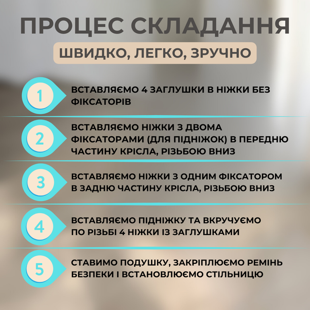 Дитячий стілець для годування з підніжкою стільчик для годування з подушкою з еко шкіри дитяче крісло Біле - Фото 8 Дитячий стілець для годування з підніжкою стільчик для годування з подушкою з еко шкіри дитяче крісло Біле - зображення 8