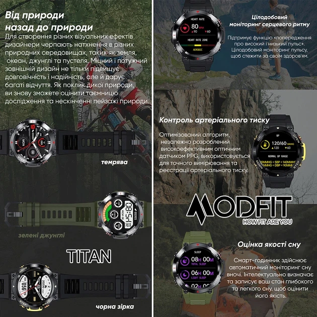 Наручний годинник Modfit Titan Black-Gold 35 мм. - изображение 5