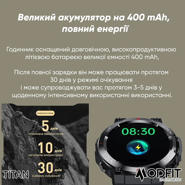 Наручний годинник Modfit Titan Black-Gold 35 мм. - изображение 7