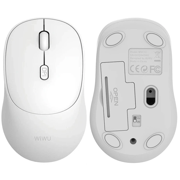 Бездротова миша WiWU WM112, 2.4G, 800-1600 DPI, 6 кнопок, біла (789148) - изображение 5