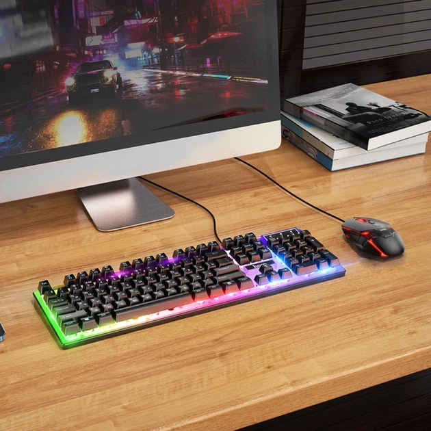 Комплект клавіатури та миші Hoco GM18 Luminous gaming keyboard and mouse set (Russian version) — Black (777603) - изображение 4