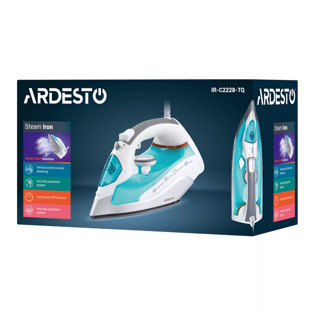 Утюг Ardesto с паром 2200 Вт керамическая подошва, паровой удар 120 г/мин, вертикальное отпаривание, drip-stop, с резервуаросом для воды 280 мл - изображение 9