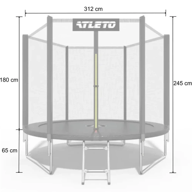 Батут детский Atleto 312 см с сеткой и лестницей зеленый (42400473) - Фото 3 Батут детский Atleto 312 см с сеткой и лестницей зеленый (42400473) - изображение 3