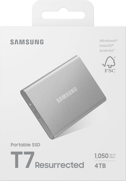 Dysk SSD Samsung Portable T7 Resurrected 4TB USB 3.2 Type-C Silver (MU-PD4T0G/WW) - obraz 2