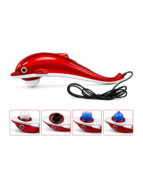Ручной вибромассажер для тела Дельфин LOW Dolphin MS1 Red с 3 насадками - Фото 8 Ручной вибромассажер для тела Дельфин LOW Dolphin MS1 Red с 3 насадками - изображение 8