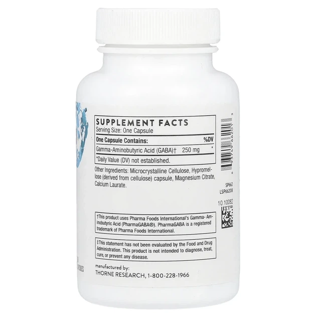 Гамма-аміномасляна кислота Thorne (Pharma GABA-250) 60 капсул (THR-66201) - зображення 2