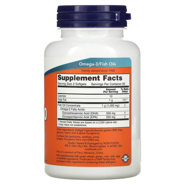 Риб'ячий жир Now Foods (DHA-250) 120 капсул (NOW-01610) - изображение 2