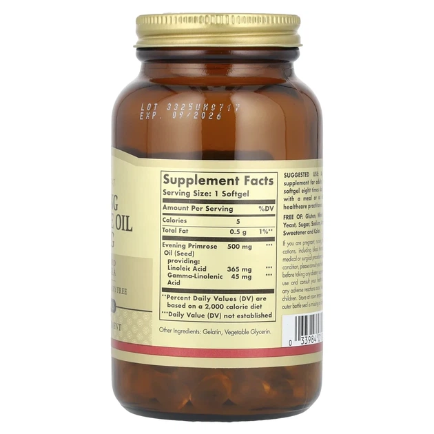 Олія вечірньої примули Solgar (Evening Primrose oil) 500 мг 180 капсул (SOL-01043) - изображение 2