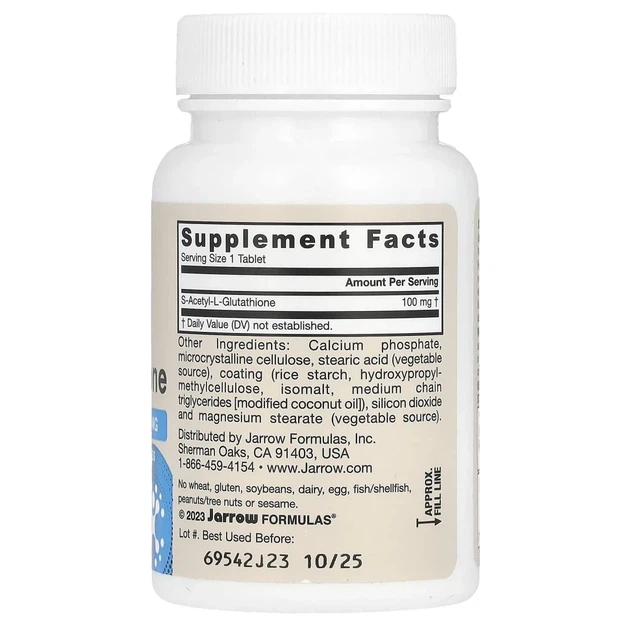 S-ацетил-L-глутатіон Jarrow Formulas (S-acetyl L-Glutathione) 100 мг 60 таблеток (JRW-15069) - зображення 2