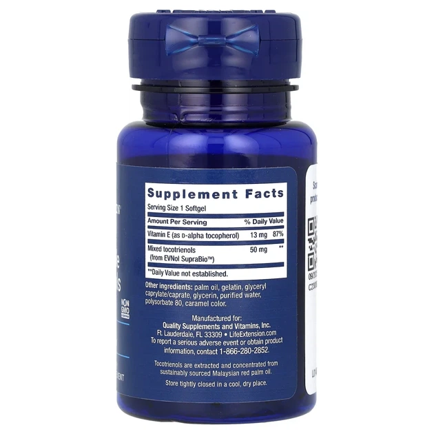 Вітамін E та суперабсорбовані токотрієнолі Life Extension (Absorbable Tocotrienols) 60 капсул (LEX-14006) - зображення 2