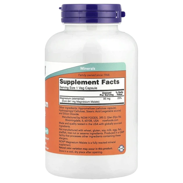 Магній малат Now Foods (Magnesium Malate) 180 капсул (NOW-01303) - зображення 2