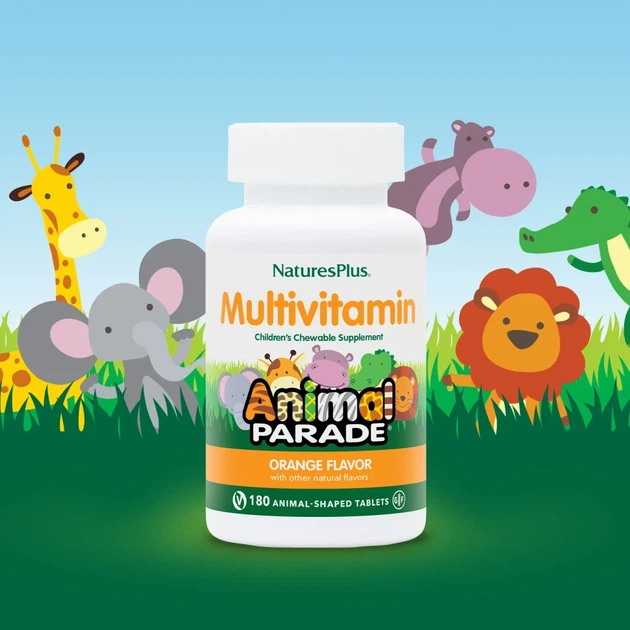 NaturesPlus, Source of Life, Animal Parade Gold, жувальна добавка для дітей з мультивітамінами та мікроелементами, з натуральним апельсиновим ароматизатором, 180 таблеток у формі тварин. (NAP-29975) - Фото 4 NaturesPlus, Source of Life, Animal Parade Gold, жувальна добавка для дітей з мультивітамінами та мікроелементами, з натуральним апельсиновим ароматизатором, 180 таблеток у формі тварин. (NAP-29975) - зображення 4