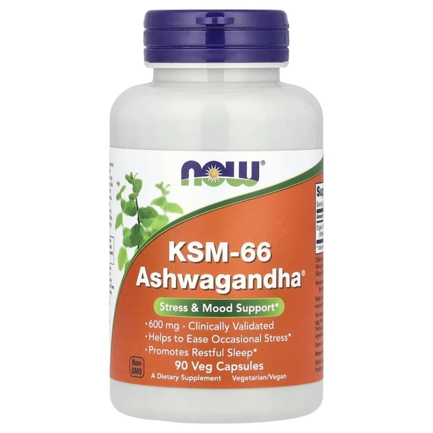 Ашваганда Now Foods (KSM-66 Ashwagandha) 600 мг 90 капсул (NOW-04633) - Фото 1 Ашваганда Now Foods (KSM-66 Ashwagandha) 600 мг 90 капсул (NOW-04633) - зображення 1