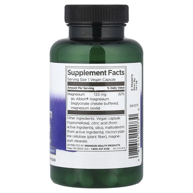 Гліцинат магнію (Magnesium Glycinate Albion) 133 мг 90 капсул (SWV-02073) - изображение 2