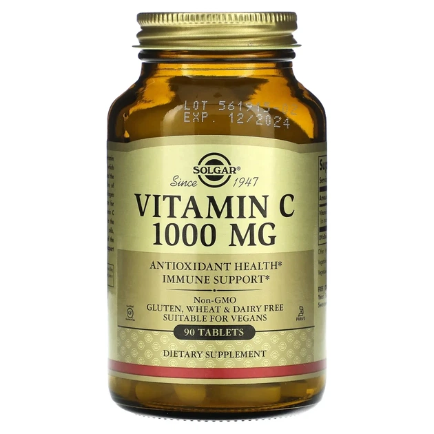 Вітамін С Solgar (Vitamin C) 1000 мг 90 таблеток (SOL-03275) - Фото 1 Вітамін С Solgar (Vitamin C) 1000 мг 90 таблеток (SOL-03275) - изображение 1