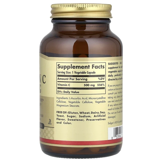Вітамін С Solgar (Vitamin C) 500 мг 100 капсул (SOL-03260) - зображення 2