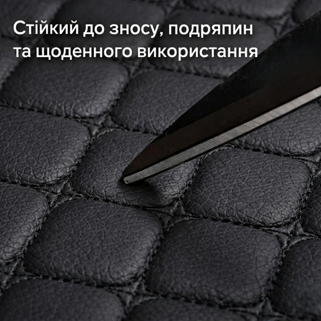 Универсальная накидка на сиденье авто из экокожи Nappa 49×50 см. автомобильная накидка на переднее сиденье с антискользким основанием и карманом черная с черной обшивкой - изображение 7