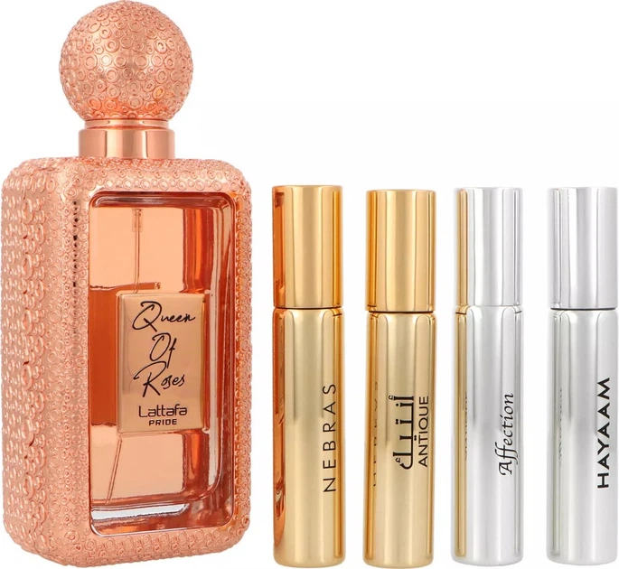 Zestaw damski Lattafa Pride Queen of Roses Woda perfumowana 100 ml Atomizer 4 x 15 ml (6290362347132) - obraz 3