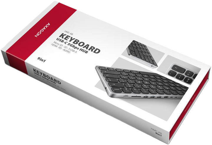 Klawiatura przewodowa Axagon HMC-KB 9in1 USB-C 5Gbps HUB (HMC-KB-US) - obraz 2