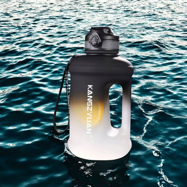 Эко-бутылка KANGZYUAN 2500 мл (2.5 л) - Черная Tritan BPA-free, ударопрочная, спортивная с ручкой и ремешком - изображение 8