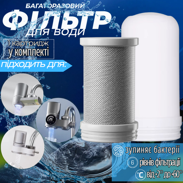 Картридж для фильтра насадки на кран для очистки проточной воды на кухню и ванную комнату JDT-0849349 - изображение 2