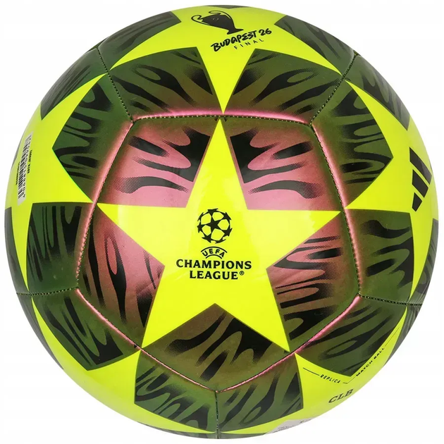 Футбольний м'яч Adidas UCL Club 25/26 Budapest розмір 5, зелено-жовтий - Фото 2 Футбольний м'яч Adidas UCL Club 25/26 Budapest розмір 5, зелено-жовтий - зображення 2