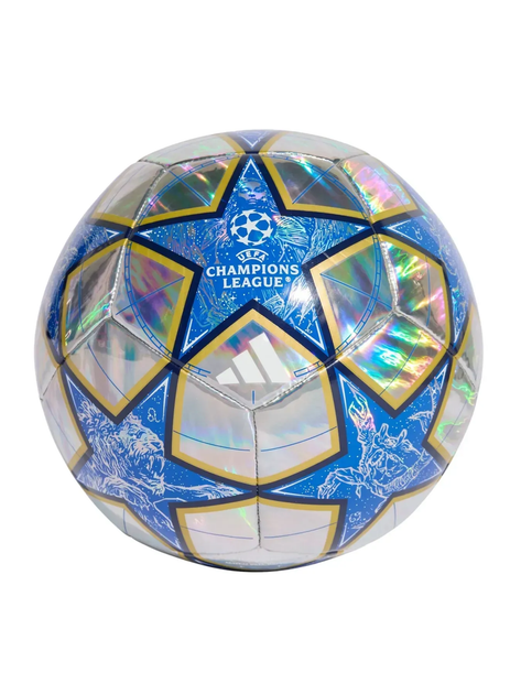 Футбольний м'яч Adidas UCL Training 25/26 League Stage Foil розмір 5, сріблясто-синій - Фото 1 Футбольний м'яч Adidas UCL Training 25/26 League Stage Foil розмір 5, сріблясто-синій - изображение 1