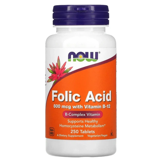 Фолиевая кислота с витамином B12 Now Foods (Folic Acid) 800 мкг 250 таблеток - Фото 1 Фолиевая кислота с витамином B12 Now Foods (Folic Acid) 800 мкг 250 таблеток - изображение 1