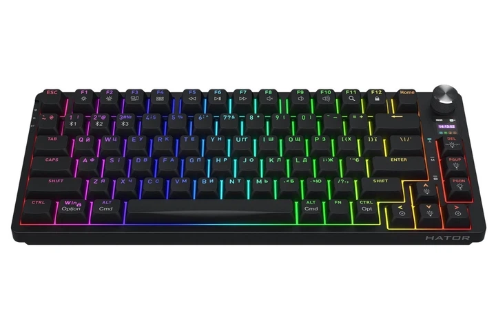 Клавіатура бездротова Hator Icefall Pro, чорний, bloetooth 5.3/USB 2.4GHz/Type-C, механічна (перемикачі Aurum) - зображення 3