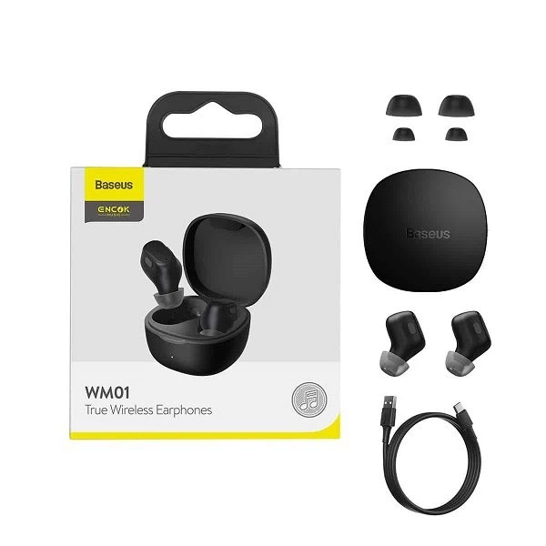 Навушники BASEUS WM01 Encok TWS 5Hours, BT5.0, 40mAh/300mAh| (NGWM01) Black NGTW240001 - зображення 4