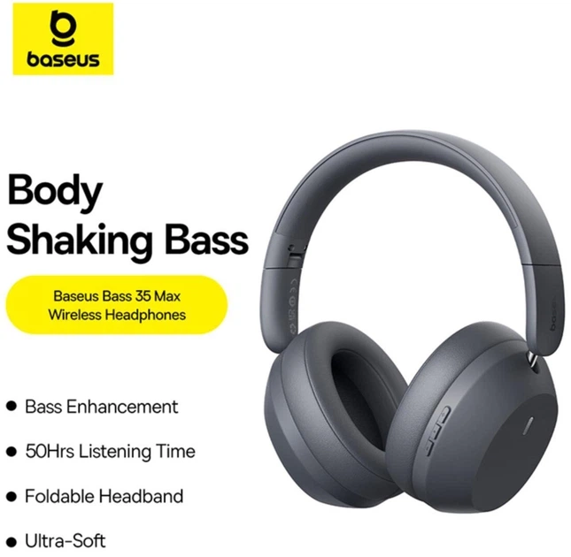 Навушники бездротові Baseus Bass 35 Max Wireless Headphones (A00070800821-00) - Фото 8 Навушники бездротові Baseus Bass 35 Max Wireless Headphones (A00070800821-00) - зображення 8