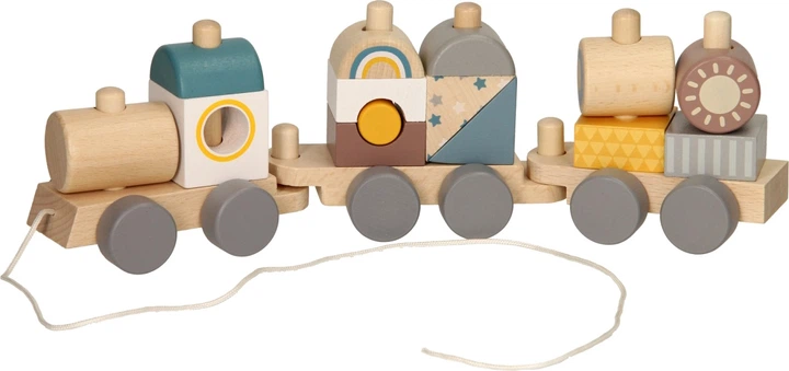Іграшка Wooden дерев'яний кольоровий потяг 14 елементів 7510285 (3800966034234) - зображення 2