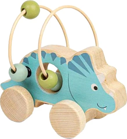 Іграшка для штовхання Bigjigs Toys Трицератопс з рамкою з намистин 3000003 (691621840856) - Фото 1 Іграшка для штовхання Bigjigs Toys Трицератопс з рамкою з намистин 3000003 (691621840856) - зображення 1