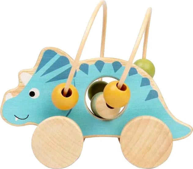 Іграшка для штовхання Bigjigs Toys Трицератопс з рамкою з намистин 3000003 (691621840856) - Фото 2 Іграшка для штовхання Bigjigs Toys Трицератопс з рамкою з намистин 3000003 (691621840856) - зображення 2