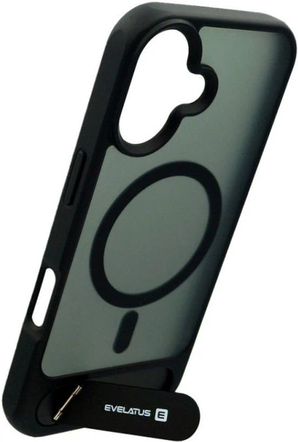 Etui Evelatus Rubber Coated MagSafe With Stand do Apple iPhone 17 Czarne (EVEAPP17RCMSCB) - obraz 2