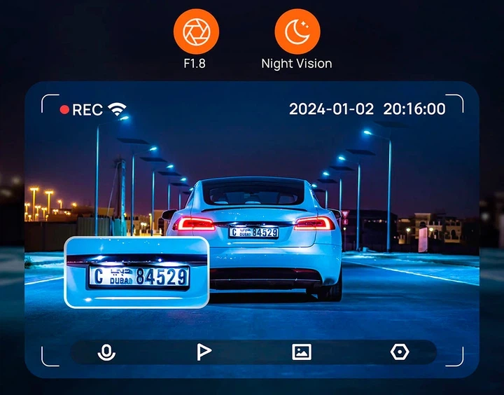 Автомобильный видеорегистратор Xiaomi 70mai Dash Cam 4K A810 + задняя камера RC12 + 4g модуль UP04 - изображение 5
