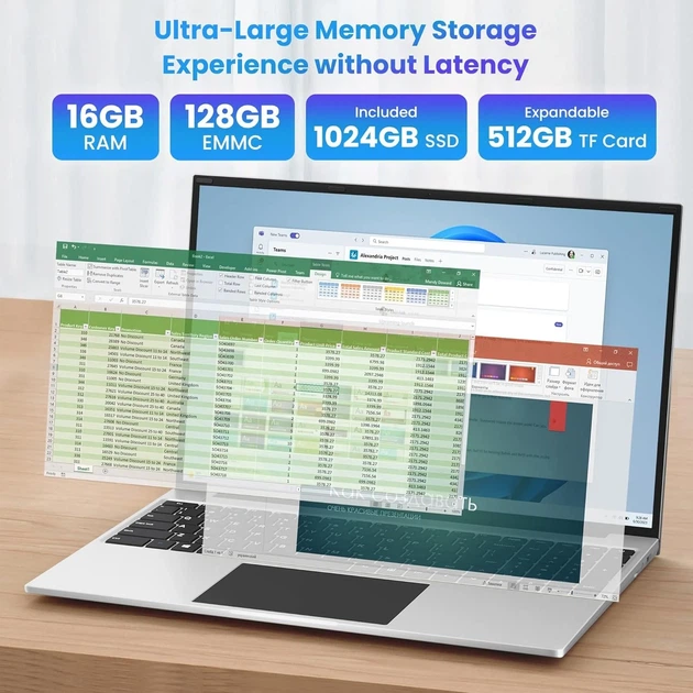 Ноутбук 16" Jumper EZbook S7 Max Intel N150 RAM 16GB eMMC 128GB + SSD 1TB Windows 11 (UKR) - изображение 3