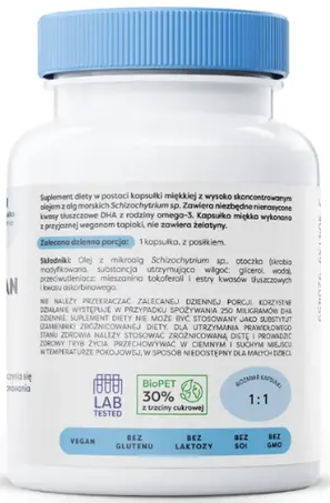 Suplement diety Osavi Omega-3 250 mg DHA wegańskie 60 kapsułek miękkich (5904139920459) - obraz 3