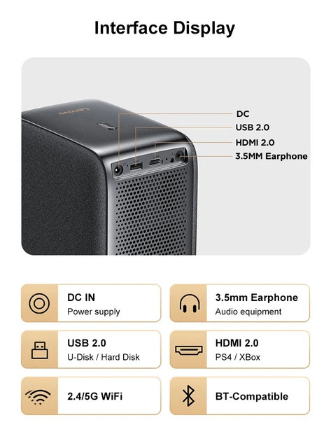 Проєктор LENOVO T100, 850 ANSI, HDR10+, Auto focus, 2*5W speaker, Support 4K - зображення 8