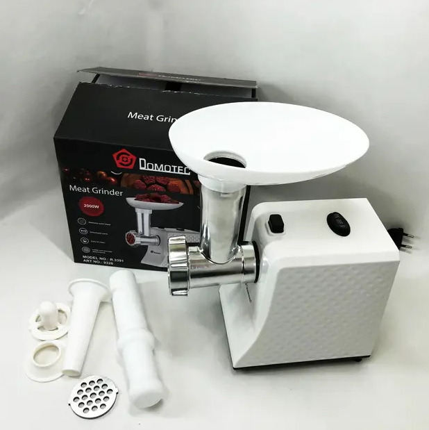 Мясорубка Domotec электрическая 2000 Вт с реверсом, 3 решетки для фарша, металлическая - Фото 8 Мясорубка Domotec электрическая 2000 Вт с реверсом, 3 решетки для фарша, металлическая - изображение 8