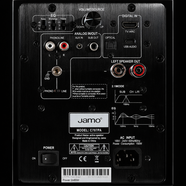 Полочная активная мультимедийная акустика Jamo C707PA MKII High Gloss Black - изображение 2