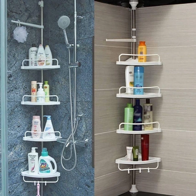 Універсальна кутова телескопічна полиця для ванної кімнати Multi Corner Shelf 4 яруси 205 6 - Фото 2 Універсальна кутова телескопічна полиця для ванної кімнати Multi Corner Shelf 4 яруси 205 6 - изображение 2