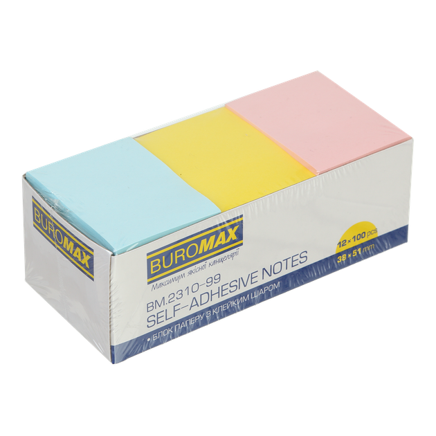 Блок паперу для записів PASTEL, 38х51 мм, 3 кол. по 100 л. - Фото 2 Блок паперу для записів PASTEL, 38х51 мм, 3 кол. по 100 л. - зображення 2