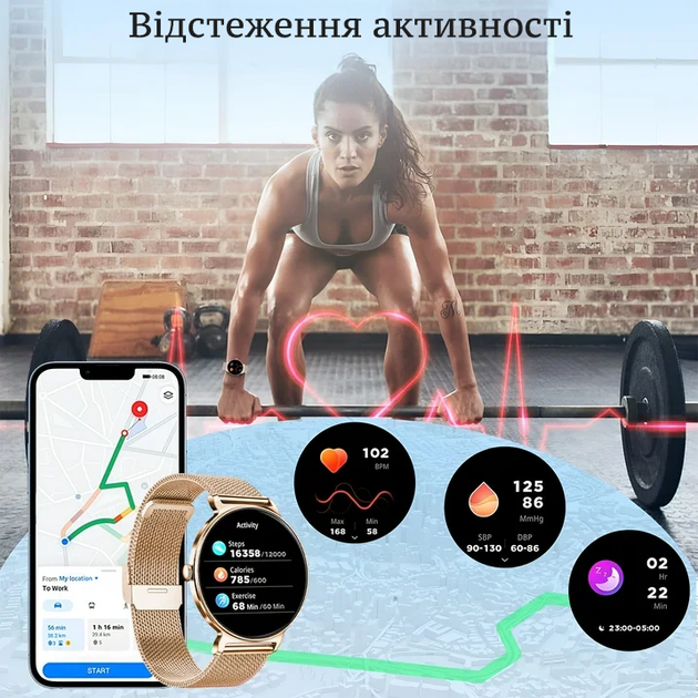 Смарт-годинник жіночий Smart Watch з дзвінками 1.27" тонкий корпус, 2 ремінці, IP68 - зображення 3