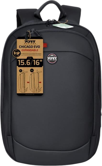 Plecak na laptopa PORT Designs Eco Chicago Evo Expandable 15.6/16" Black (3567044005110) - Zdjęcie 1 Plecak na laptopa PORT Designs Eco Chicago Evo Expandable 15.6/16" Black (3567044005110) - obraz 1