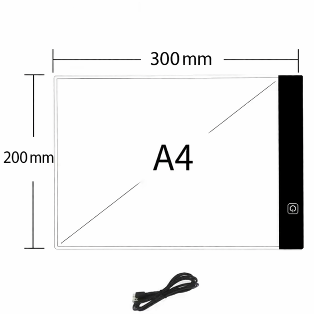 Світловий планшет для малювання A4/A5 LED (3 рівні яскравості) Копіювальна дошка для дітей та дорослих - зображення 4